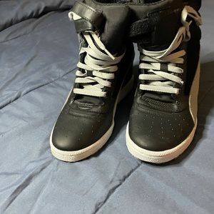 Black and Gray Wedge Heel Pumas